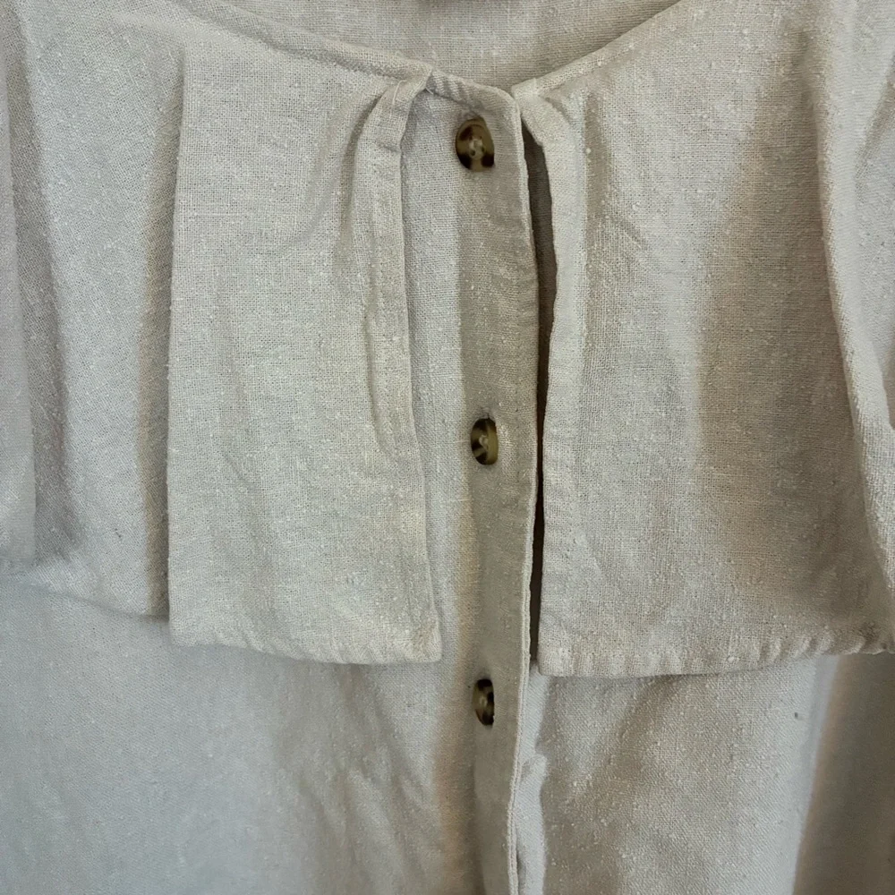 Moda International Cream Ruffle-Front Button Blouse - Picture 2 of 5